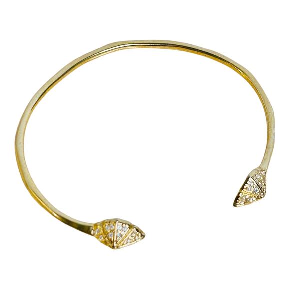 Vintage Stella & Dot Eden Pave Pyramid Open Cuff Bracelet Gold Tone Early 2000s - Picture 2 of 4